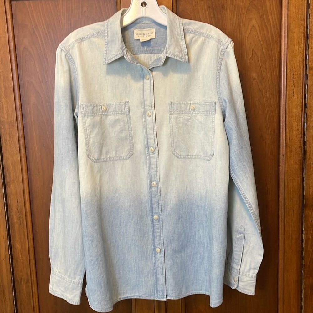 Ralph Lauren Denim & Supply Blue Denim Chambray Button Front Women’s Shirt